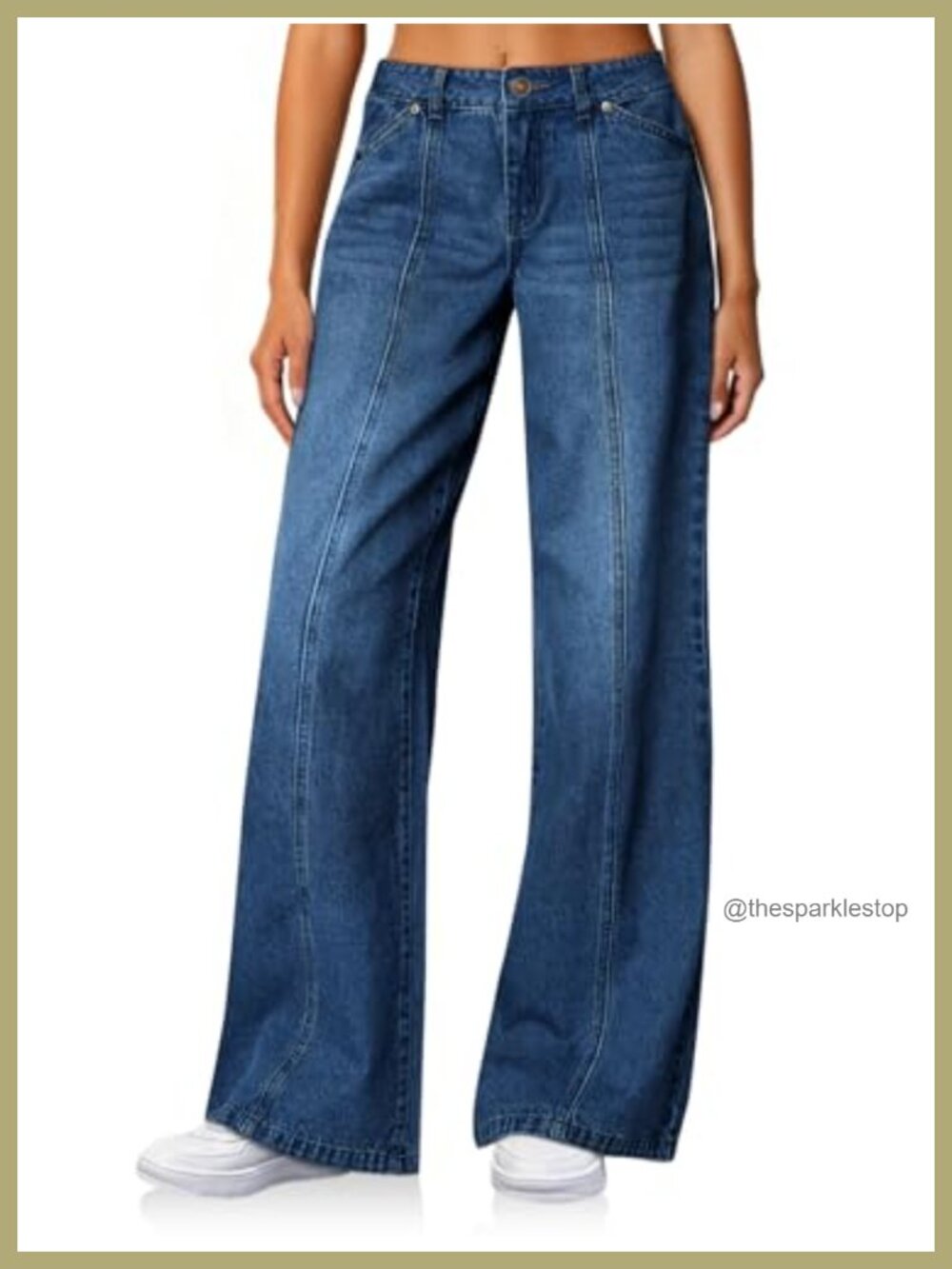 High Waisted Wide Leg Stretch Jeans Baggy Denim Pants Pull On